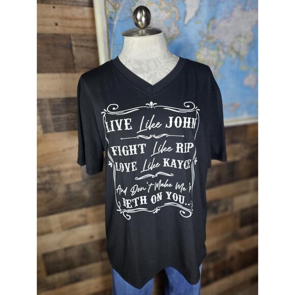 Black "Live like John, Fight like Rip..." T Shirt Size XL - Picture 1 of 2